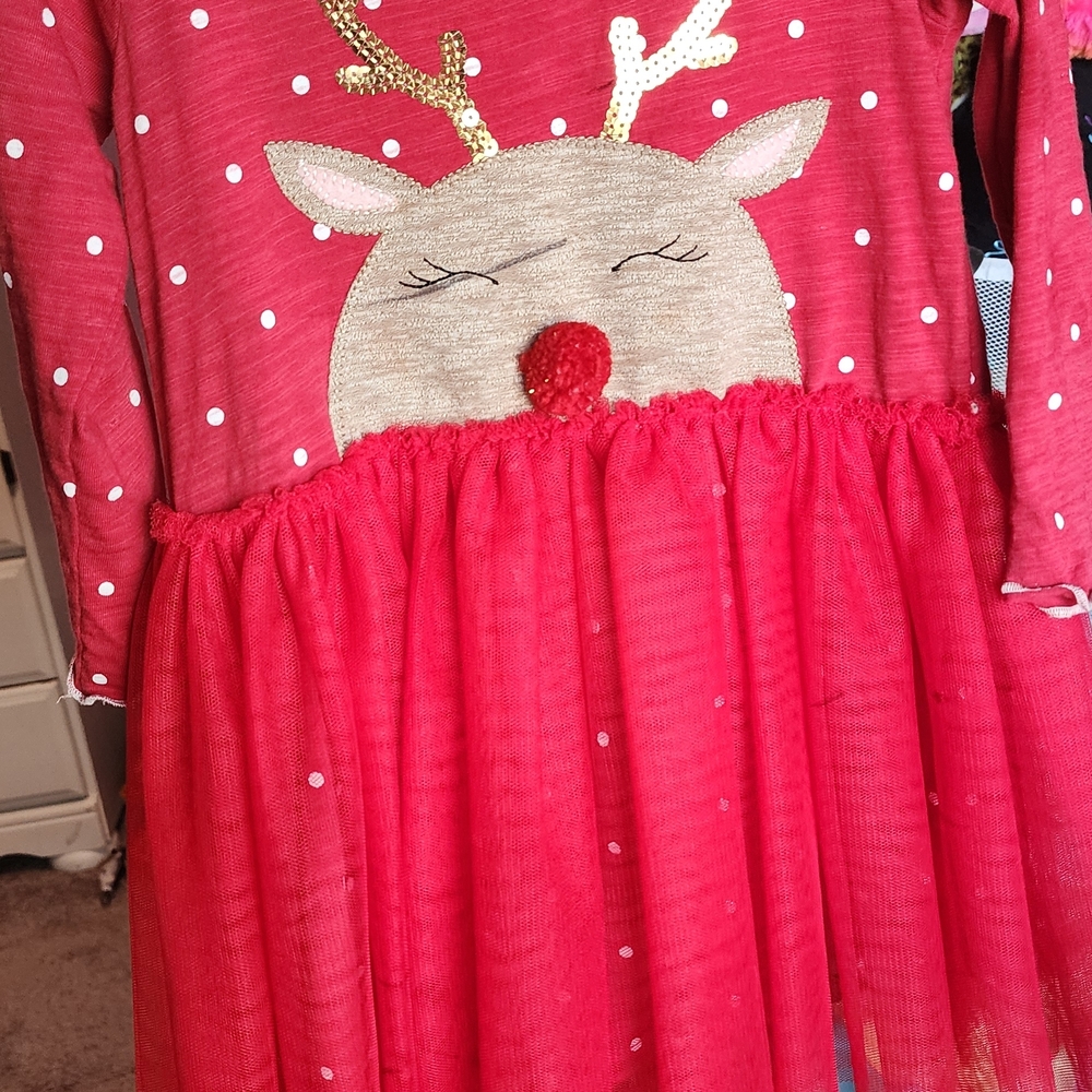 Mud Pie Festive Red Dress with Gold and White Accents